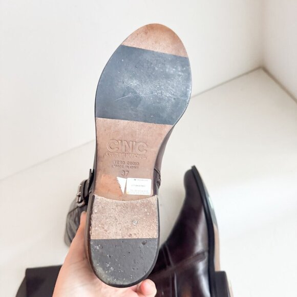 Costume National Chestnut Brown Spell-out Tall Riding Boots 37 - Picture 12 of 12